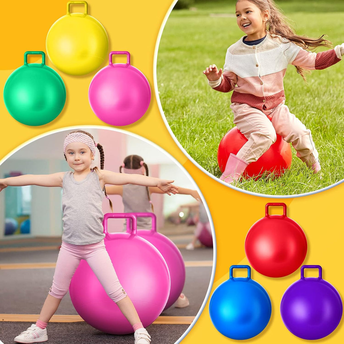 Lewtemi 6 Pcs Hopper Ball with Handle - Rainbow Colors / 18 Inch - image 4