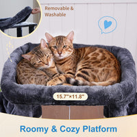 Hey-brother Cat Tree Tower with Large Platform, Spacious Condo - Smoky Gray / 35.4 Inches - image 3