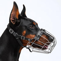 Stainless Steel Wire Basket Dog Muzzle for Husky – Essentials for Dogs - Stainless Steel / Dobermann