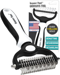 Maxpower Planet Dog Grooming Rake, Deshedding Undercoat Brush - White / Large