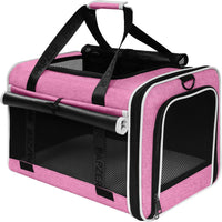 Cat Carrier for Travel, Soft-Sided, Top Loading, Privacy Curtain - Pink / 18.0"L x 11.0"W x 11.0"H