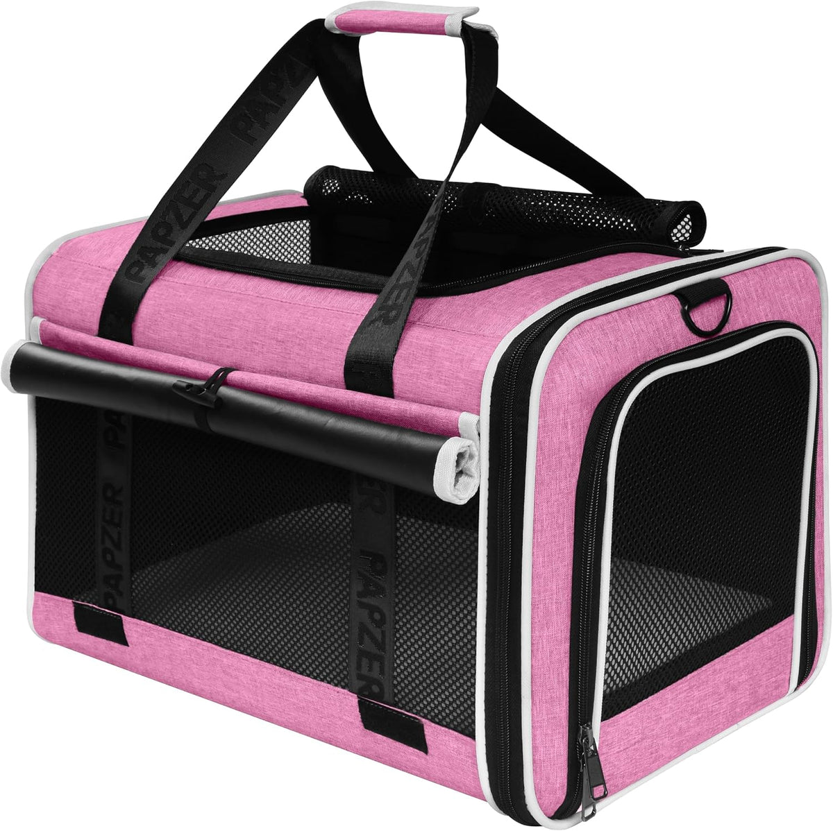 Cat Carrier for Travel, Soft-Sided, Top Loading, Privacy Curtain - Pink / 18.0"L x 11.0"W x 11.0"H