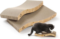 Reversible Wave Cat Scratcher for Indoor Cats - Oak / 2pcs