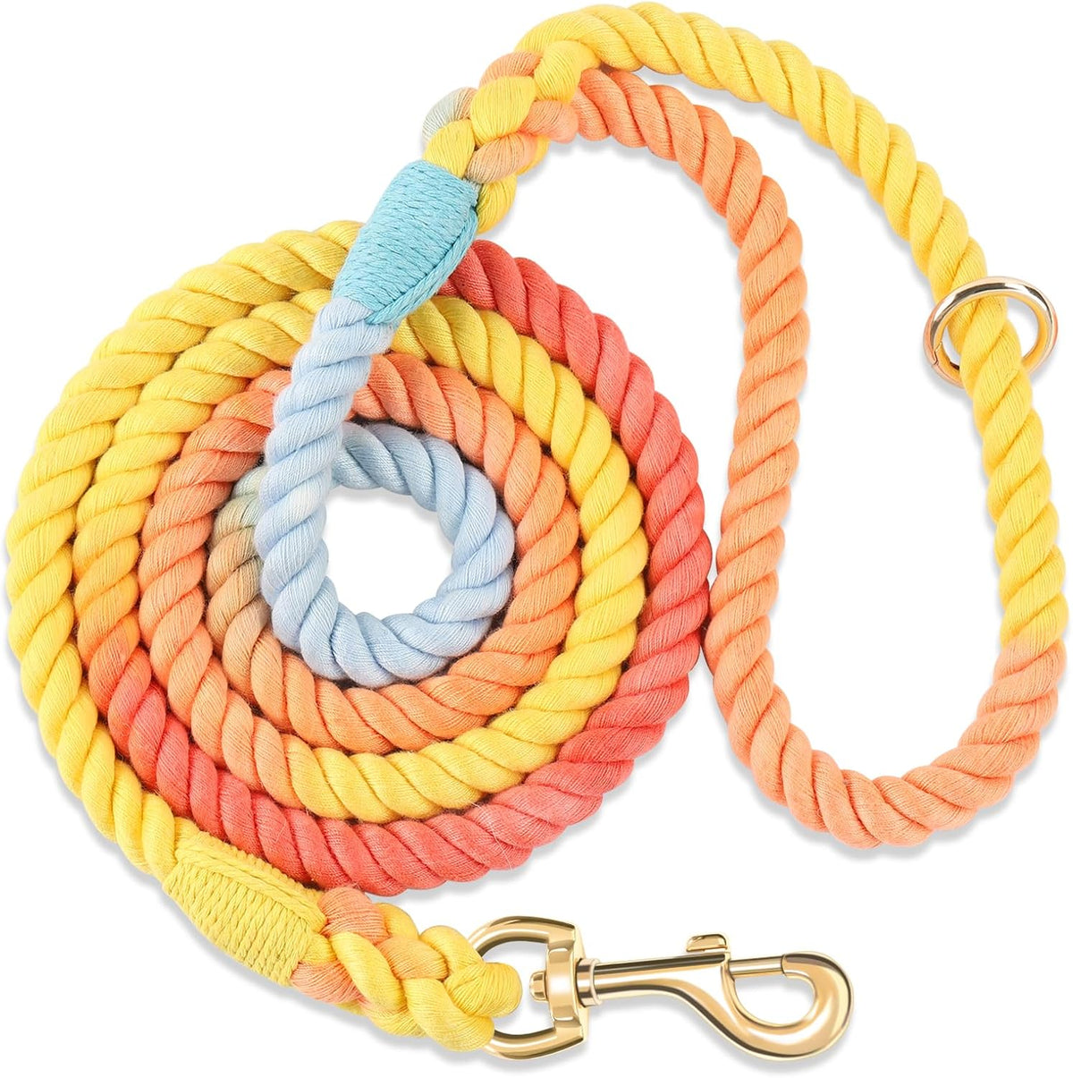 5 FT Handmade Rope Dog Leash for Small Medium and Large Dogs – Essentials for Dogs - 6FT x 1/2in (Pack of 1) / Colorful Rainbow