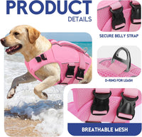 ASENKU Dog Life Jacket, High Floatation Dog Swimming Vest with Rescue Handles for Small Medium - Small / LightPink - image 2