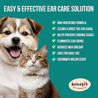 Benefit Pet Products Dog Ear Wipes - Ear Cleaner for Dogs to Prevent Infections, Itching & Odor - Aloe & Eucalyptus, Grooming Wipes - 100 Count