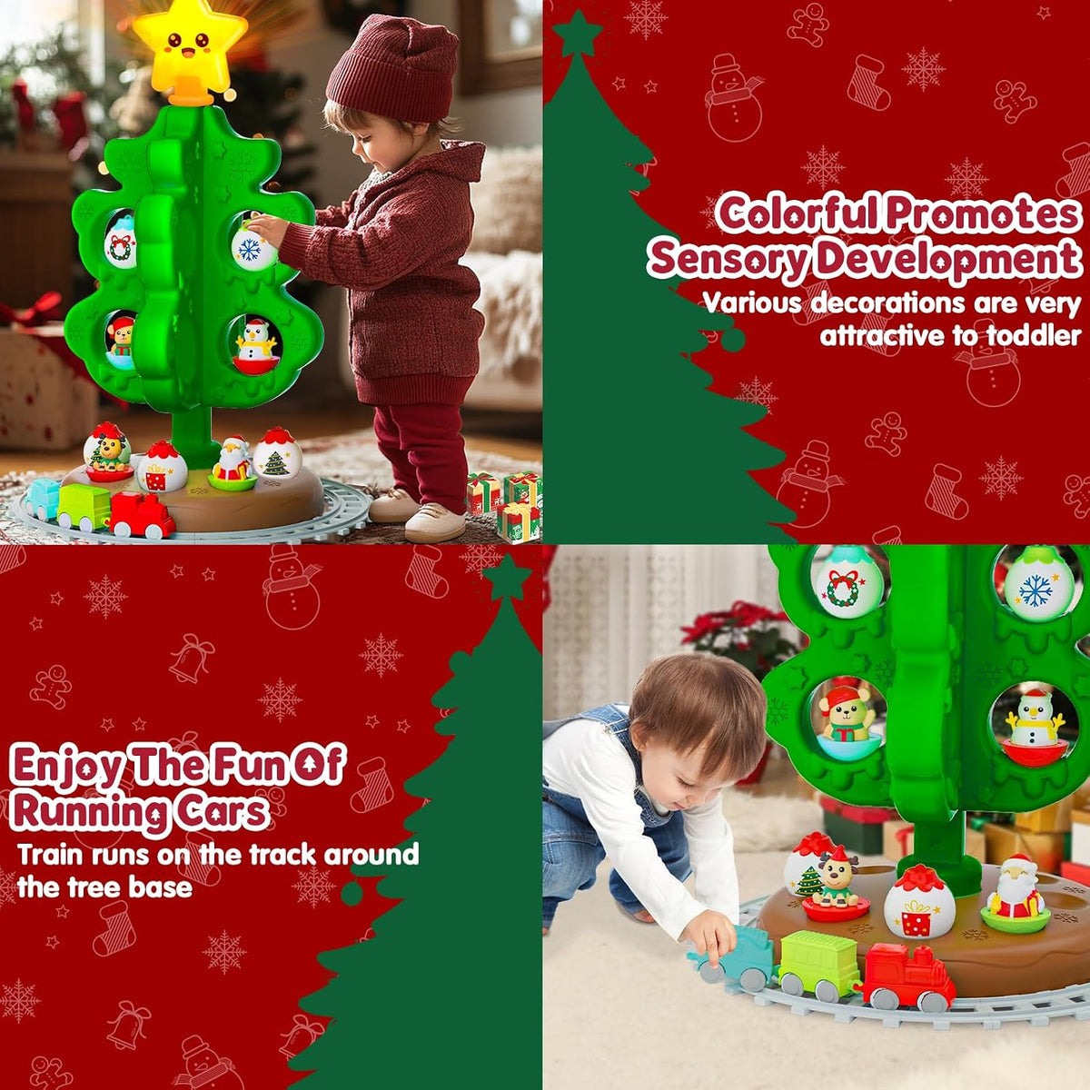 Handwell my first Christmas tree for toddlers with roly poly toys, trains and tracks - view 4