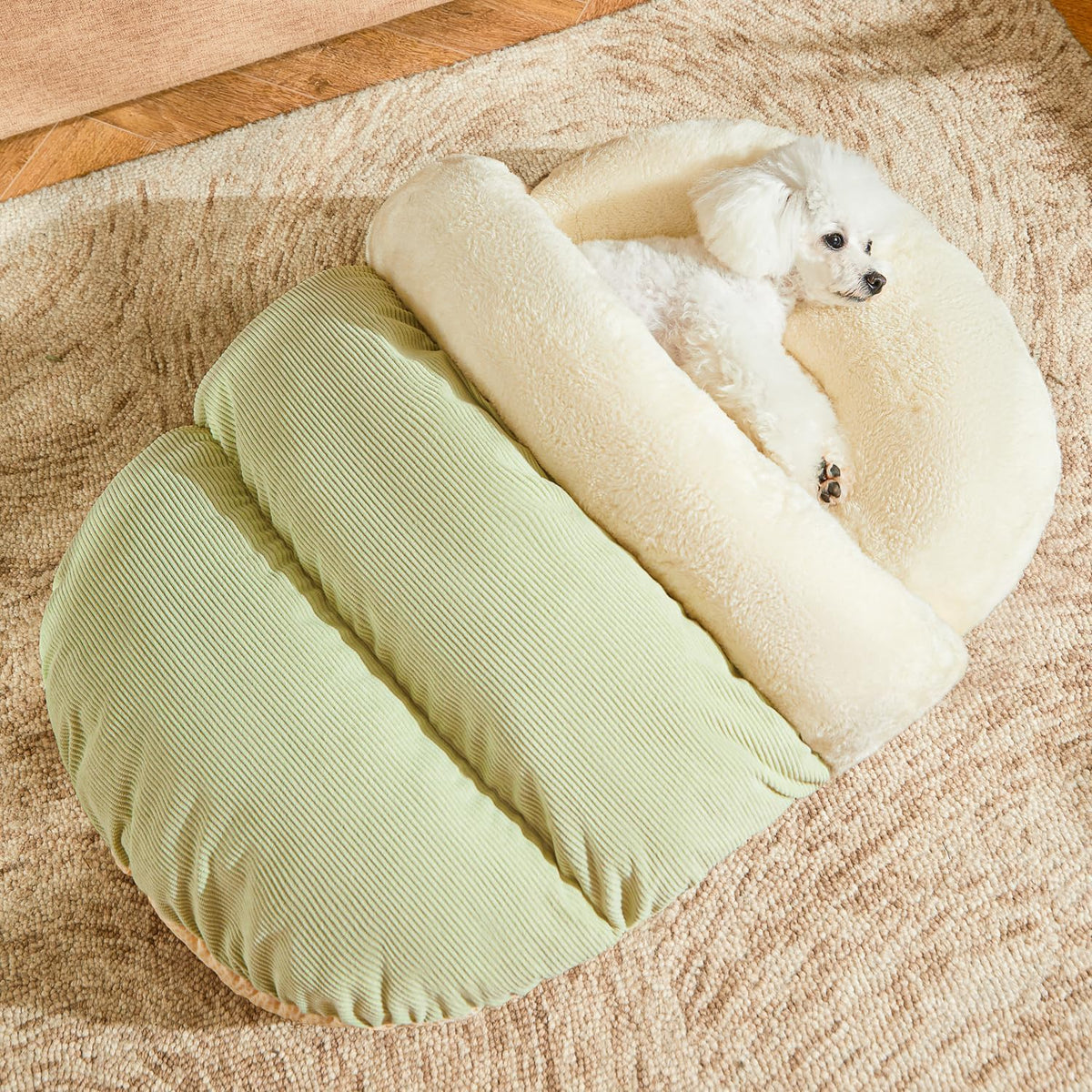 Romaneco Cat Bed - Pet Slipper Cave Bed for Indoor Cats and Small Dogs, Self Warming, Cozy & Soft - Large / Green