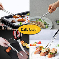 JETKONG 2 Pcs 12-Inch Kitchen Tweezers Fine Tweezer Tongs, Extra-Long Stainless Steel Cooking Tweezers (Silver)