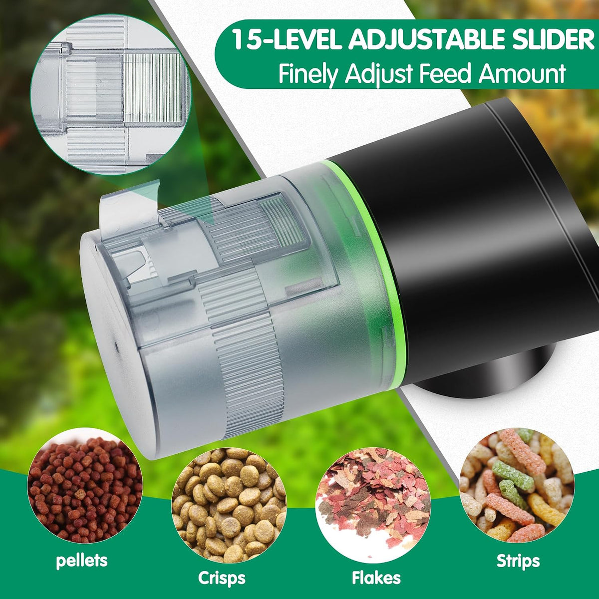 Automatic Fish Feeder Rechargeable with USB Cable Moisture-Proof - Plug Powered-EVS - image 3