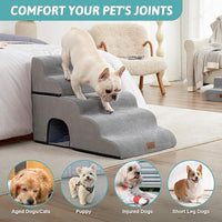 Extra Wide Dog Stairs with Tunnel, Detachable Large Pet Step for Small Medium Dog, Puppy or Cat, Ramp for High Bed, Couch, Sofa or Car, Stable, 19.7x33x22.4 inch, 5 Step, Grey
