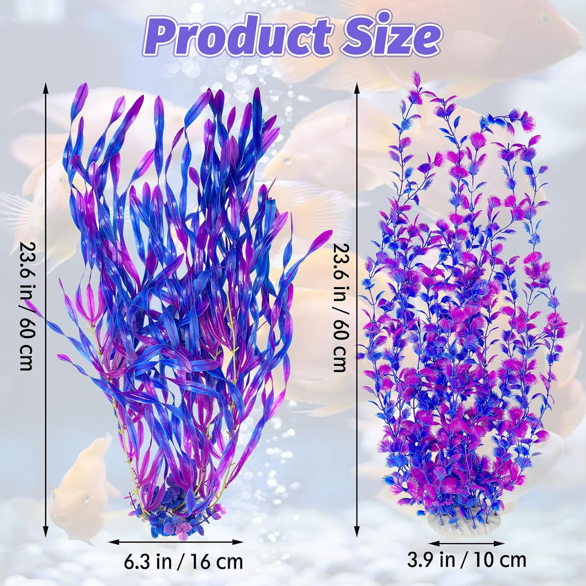 23" Tall Aquarium Plastic Plants - Purple（style C） - image 2