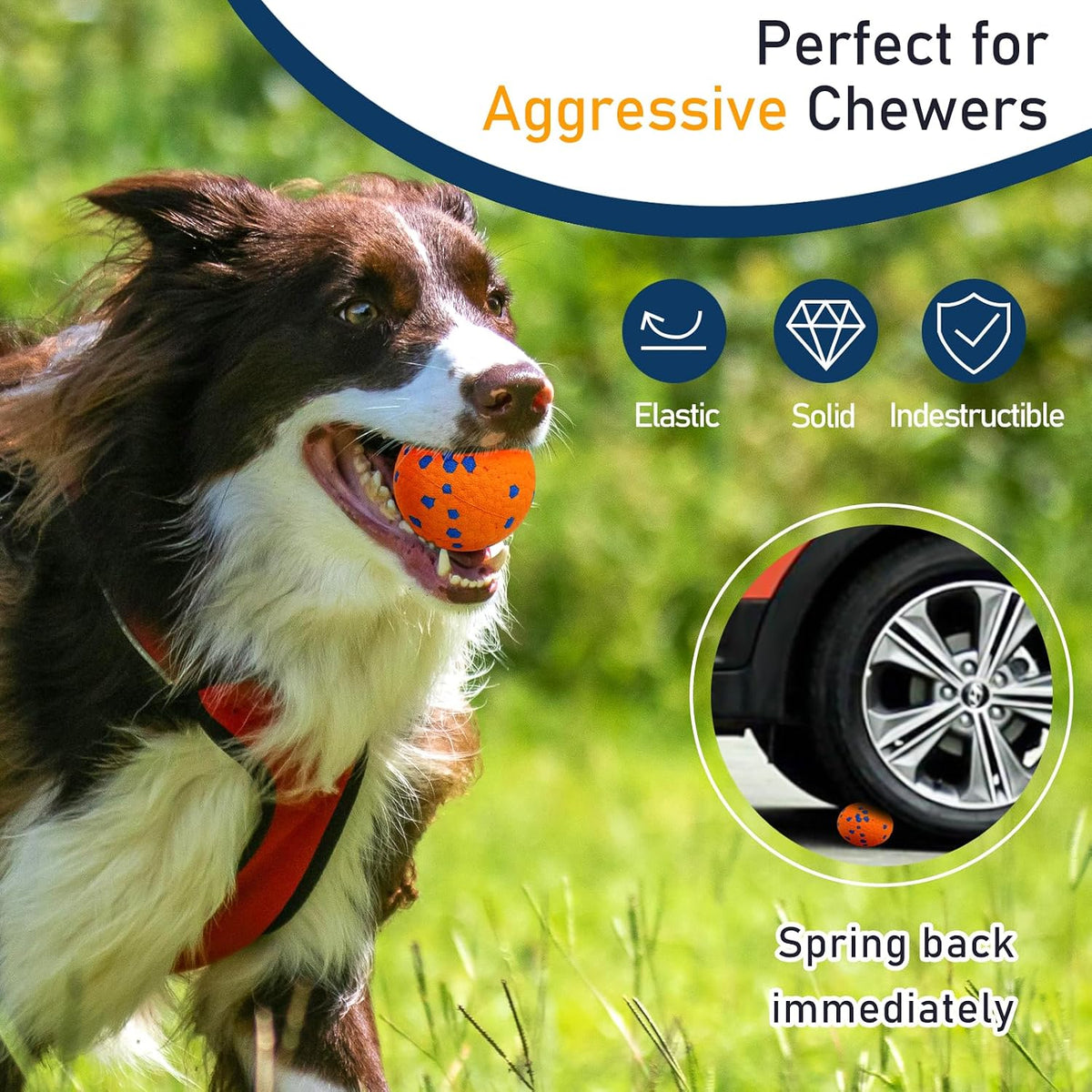 6 Pack Dog Balls Tennis Ball for Aggressive Chewers Indestructible - 6 Balls - image 3