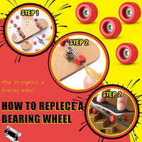 Zhehao fingerboard wheels and trucks set with four bearing wheels, two alloy trucks and two screwdri - view 6