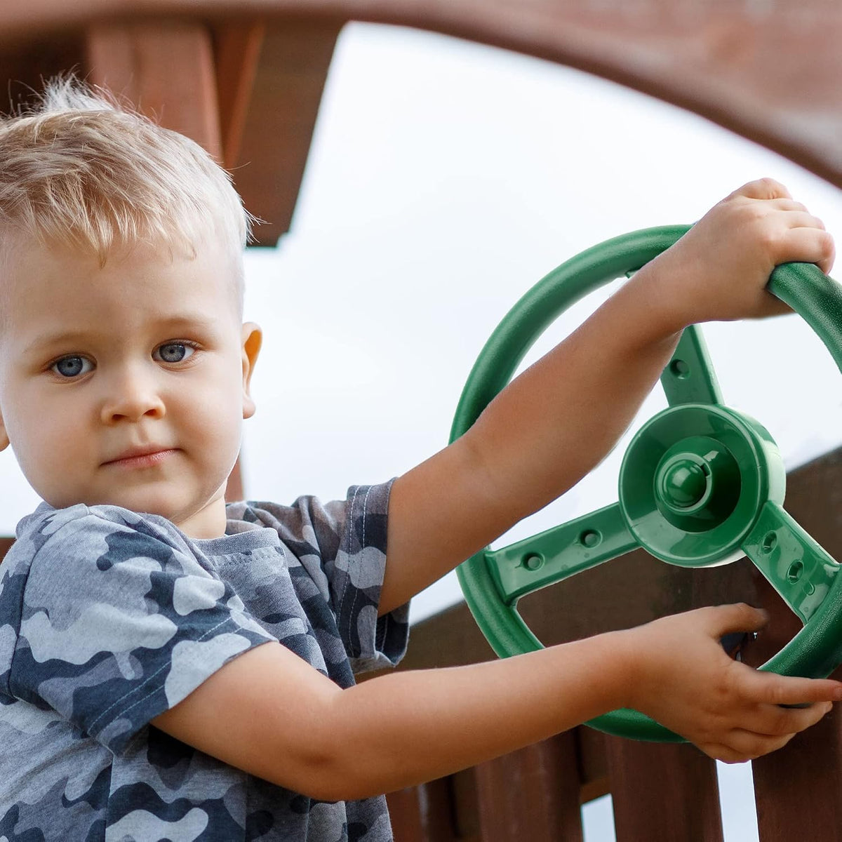 Haconba 10 inch blue plastic playground steering wheel with mounting hardware - view 15