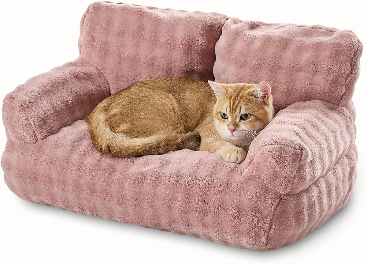 Cat Couch Bed, Cute Pet Sofa for Indoor Cats, 26"x15" - Dusty Pink / 26"L x 15"W x 12.5"Th