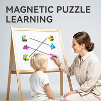 Dotimo 30-piece magnetic vehicle puzzle with cars, trucks and large printed names - view 19