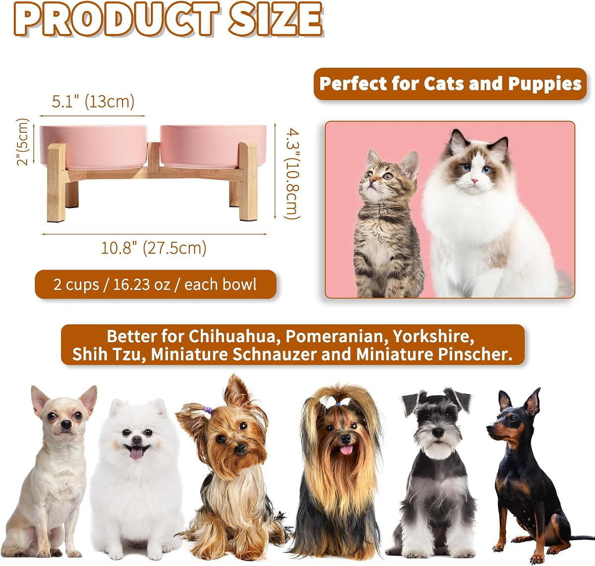 Elevated Ceramic Dog Bowl - Pink / Small - image 2