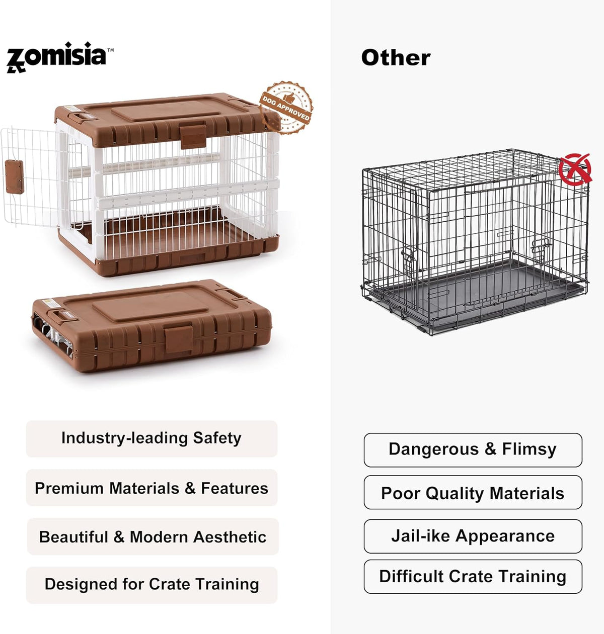 28" L Collapsible Dog Crate for Dogs - Woodgrain / 27.95 x 18.9 x 21.65 in - image 4