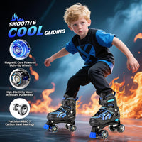 Kuxuan Adjustable Roller Skates with Fun Illuminating Rollerskate - Flame Blue / Large - Youth(4-7US) - image 3