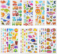 24 Sheets 3D Puffy Stickers for Toddlers Kids Boys Girls – Fun for Kids & Family - Multicolor