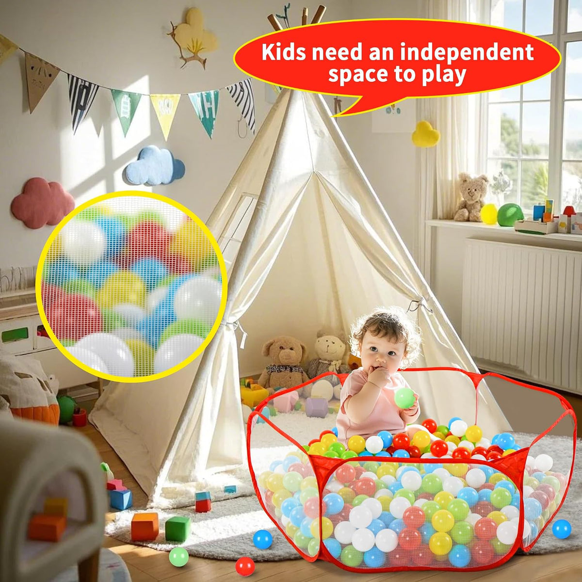 STARBOLO Gray Kids Ball Pit - Red - image 2