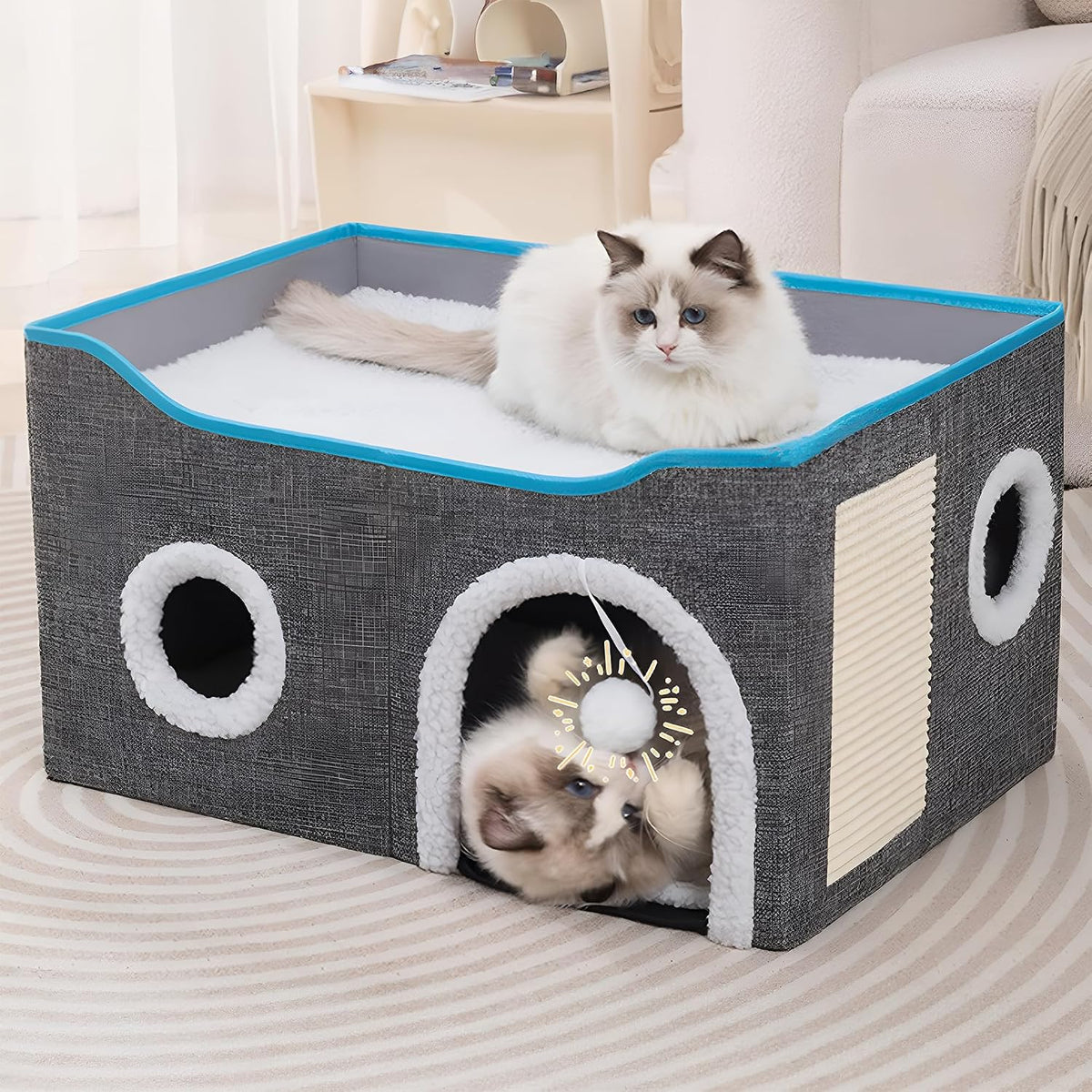 Loyareal Cat Houses for Indoor Cats - L / Light Grey