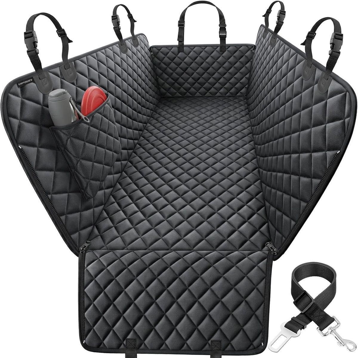 URPOWER Dog Car Seat Cover for Back Seat - All Black / XL - 60" Length