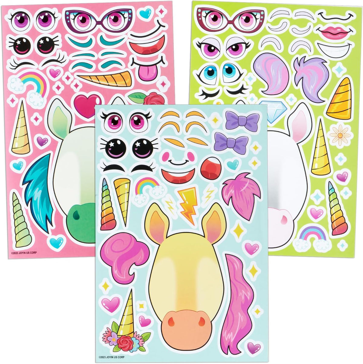 JOYIN 36 Sheets 9"x6" Make a face Stickers for Kids - Neo Unicorn - image 4