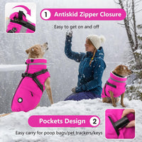 Dogcheer Dog Winter Coat with Harness - Pink / XX-Large(Chest:35.4", Back:23.6" Neck:23.6") - image 4