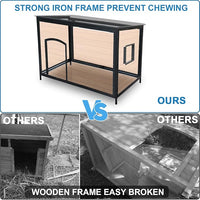 Dog House Outdoor Insulated 34.3" L Dog Kennel 6 Sides All-Round Foam Winter Weatherproof for Small Medium Dogs with Strong Metal Chew Proof Frame