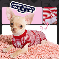 FUAMEY Dog Recovery Suit Male,Dogs Surgery Neuter Suits Puppy Spay Shirts for Female Protect Dog's Skin Anti Licking Abdominal Wounds Doggie Onesie Pet Bodysuit Alternative to Cone Red Stripes XL