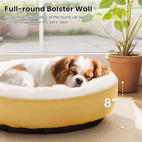 Love's cabin Round Donut Cat and Dog Cushion Bed, 25in Pet Bed for Small or Medium Dogs, Anti-Slip & Water-Resistant Bottom, Soft Durable Fabric Pet Beds, Washable Calming Cat & Dog Bed Yellow