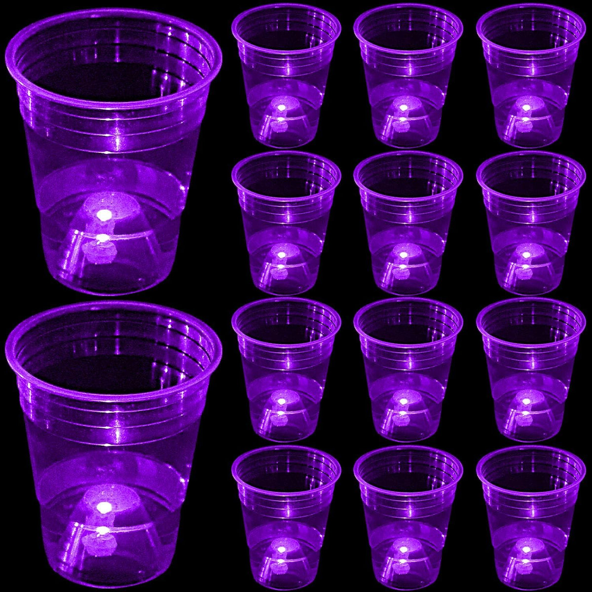 mishunyus 24-pack purple LED glow party cups, 16 oz plastic - view 6