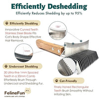 FelineFun Cat Brush for Dematting & Deshedding, 2 in 1 Undercoat Rake, Efficiently Remove Loose Hair & Matted Fur, Professional Shedding Comb for Indoor Cats & Long Haired Cats