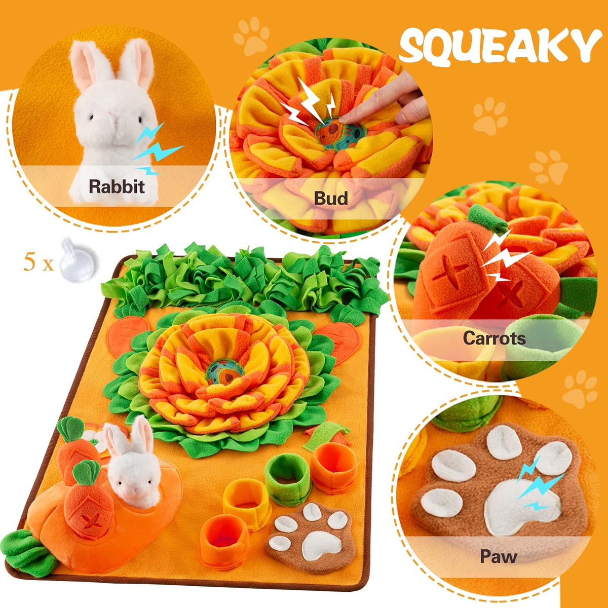 Pet Snuffle Mat for Dogs Sniff Mat Nosework Feeding Mat Slow Feeder - 29.5''x18.9'' - image 3