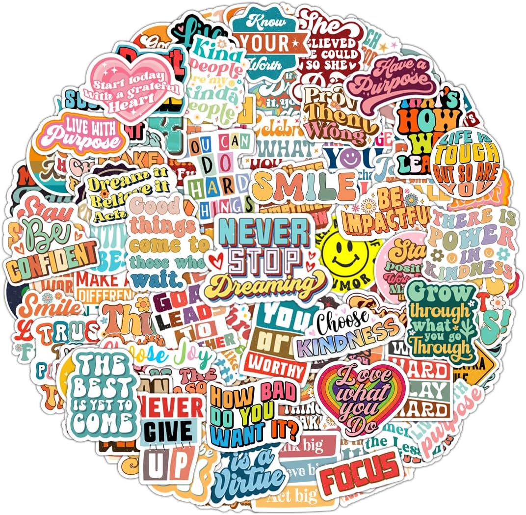 Krazy4K 100 pack waterproof vinyl Christian stickers with faith and Bible verse messages