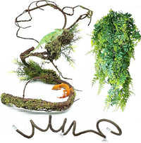 BNOSDM Reptile Vines, Bendable Jungle Climbing Vine, Terrarium Artificial Plants Decor, Reptiles Tank Accessories for Bearded Dragons, Chameleons, Snakes, Lizards, Hermit Crabs