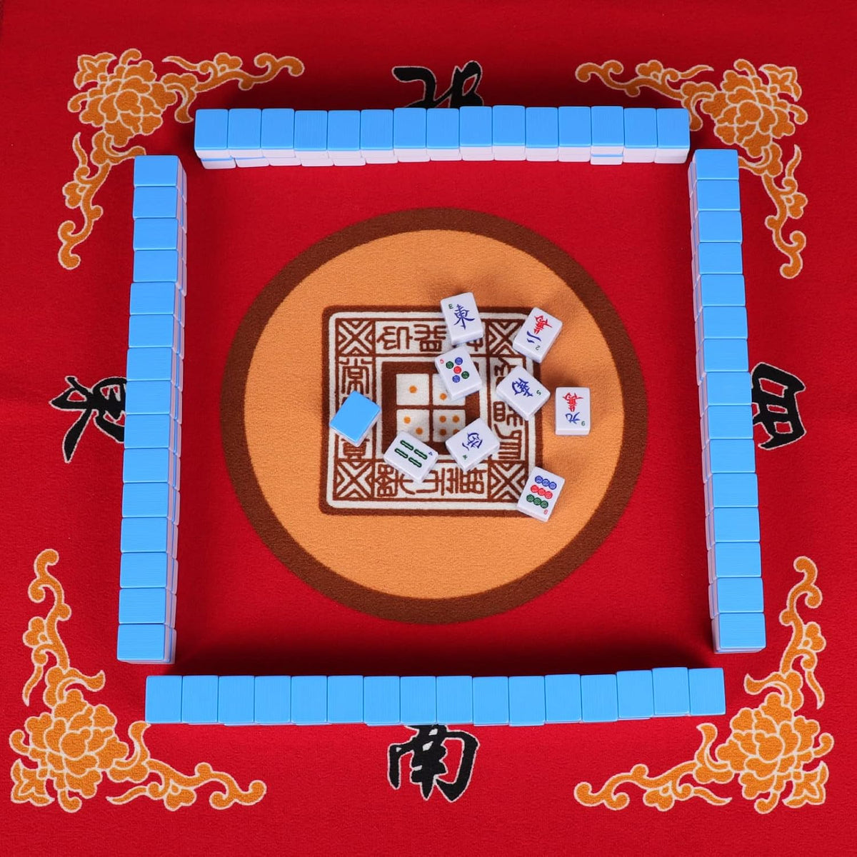 Mahjong Mat with 3 Dice & Carrying Bag - Red - image 4