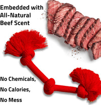 Playology Tug Rope Dog Toys for Large Dogs, Peanut Butter Scent - Jumbo / Beef - image 4