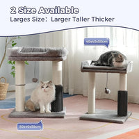 Cat Tree Tower for Large Cats Cat Scratching Post with 20x15.7”Wide Top Bed, Self Groomer, Thick Scratch Post [Dia=4.5”] and Danging Ball Great for Indoor Cats-Large Grey