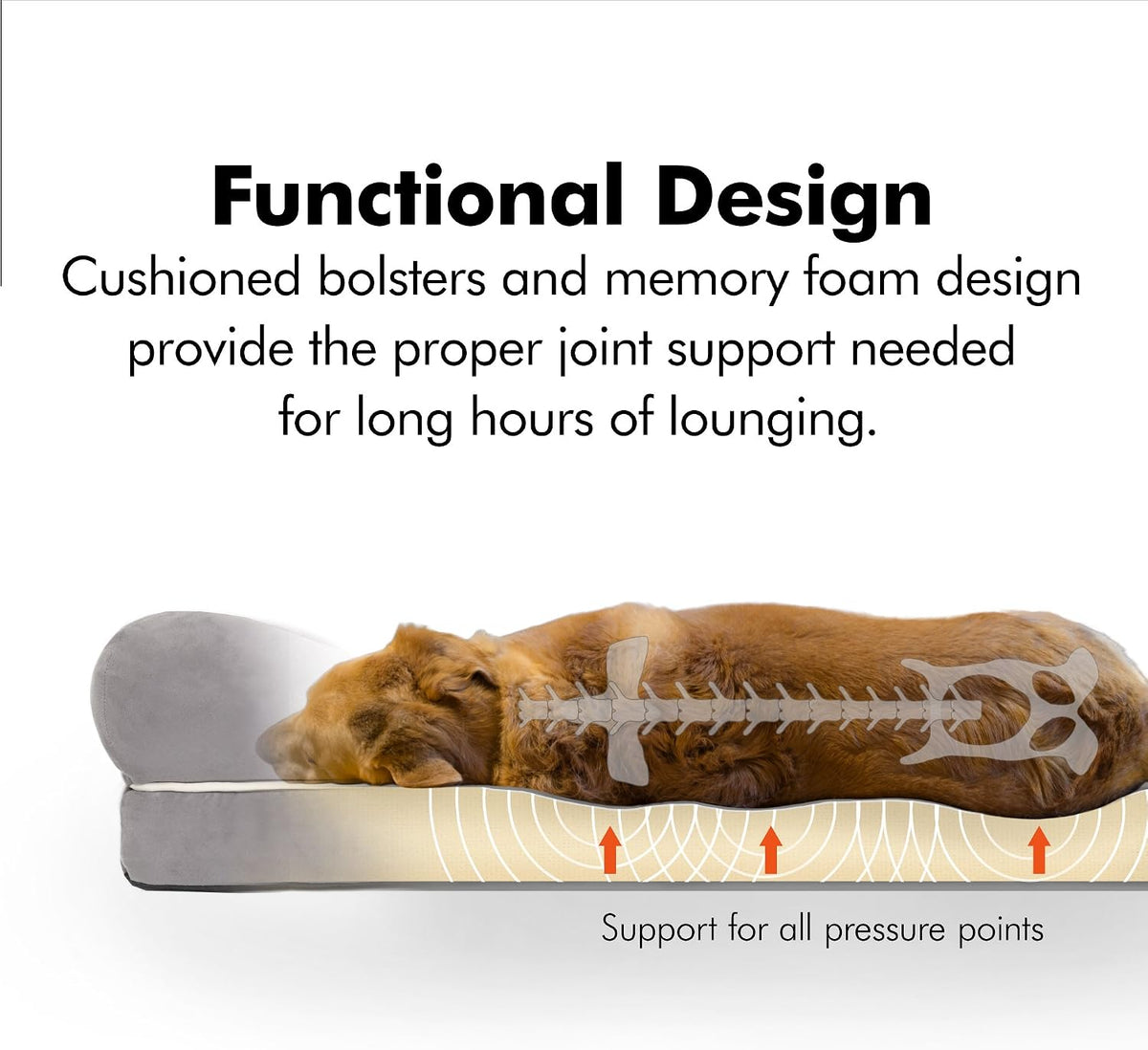 Friends Forever Large Dog Bed Couch - Memory Foam Dog Bed / Chester Brown / 44.0"L x 34.0"W x 10.0"Th - image 3