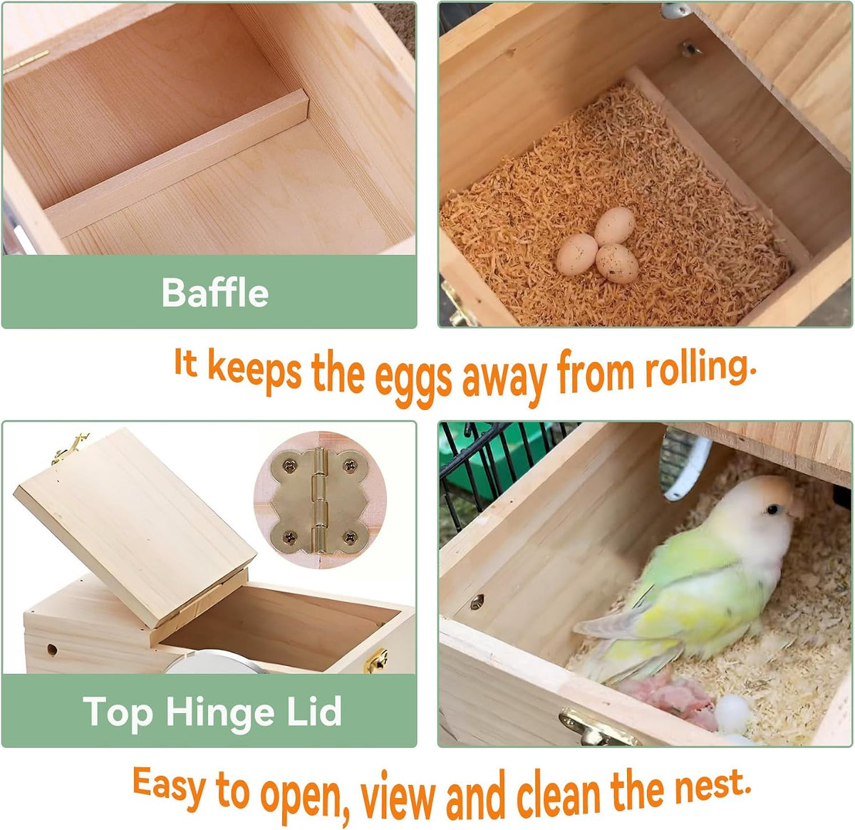 JSLZF Parakeet Nesting Box, Bird Nest Box with Perch for Parrot – Essentials for Birds - image 2