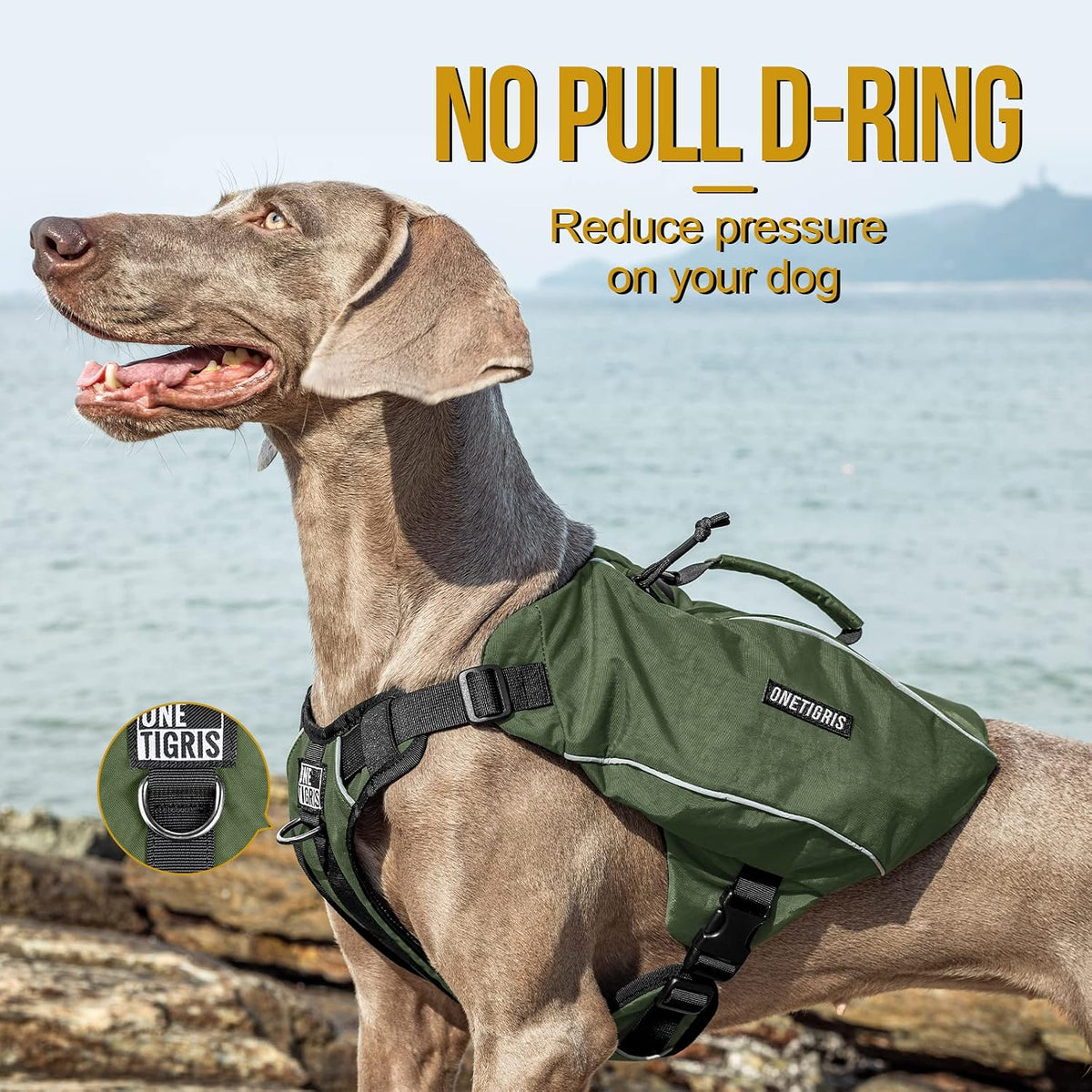 ONETIGRIS Y-Shaped Dog Backpack with Handle - Medium / Green - image 2