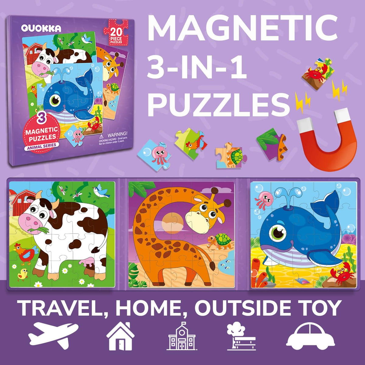 Magnetic Puzzles for Toddlers 3-5 - 5. Animals 20 Psc Magnetic Puzzles - image 2