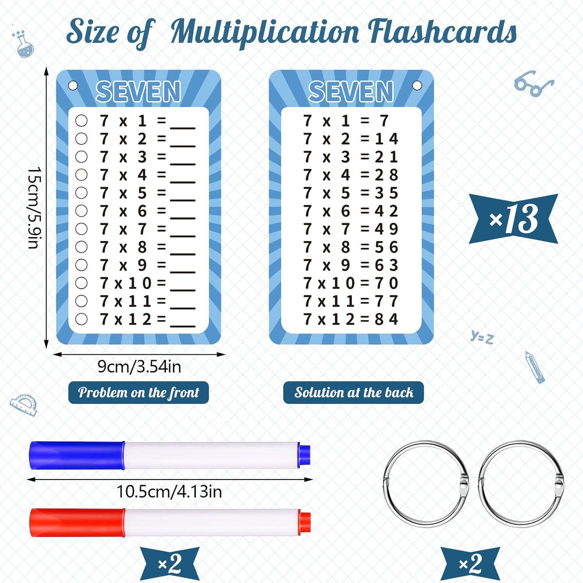 13 Pcs Multiplication Flashcards 0-12 - Multiplication - image 2