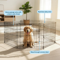 Dog Playpen - Foldable Metal Exercise Puppy Play Pen with 8 24x30in Panels - Indoor/Outdoor Pen - 24" X 24" - image 2