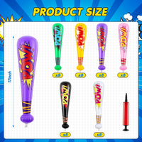 WILLBOND 18 pack 17 inch inflatable baseball bats in red, pink, blue and light blue with pump - view 27