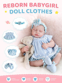 EKOKIZ blue reborn baby doll dress set with hairband and shoes for 17 to 20 inch dolls - view 29