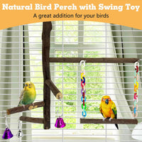 Natural Parrot Perch Bird Stand Pole Wild Grape Stick Paw Grinding - Wood Perch with Swing Toy - image 2